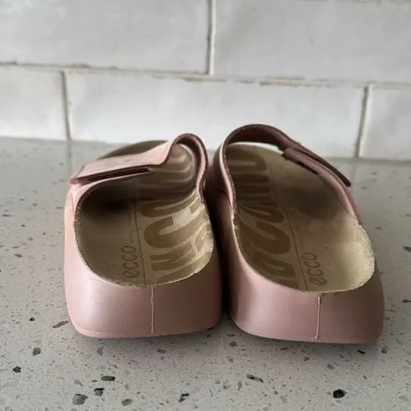 Ecco 2nd Cozmo Blush Pink Slide Sandals Nubuck Leather Casual Minimalist Size 37 - Picture 6 of 8
